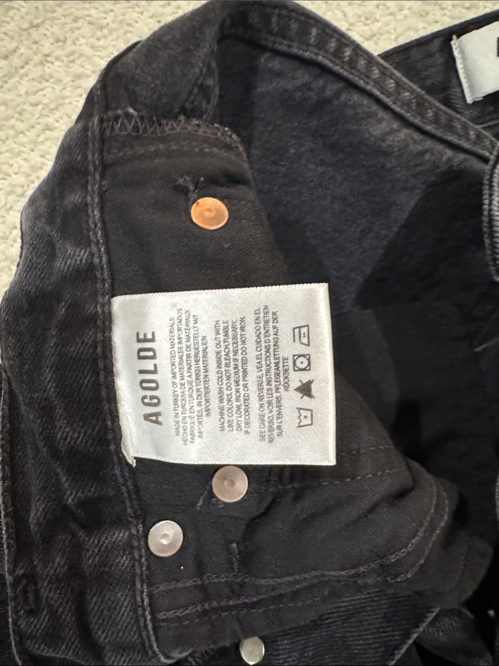 Agolde Charcoal Black High-Rise Button-Fly Jeans - Picture 5 of 12